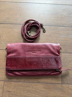 Liebeskind Bordeaux Leather & Haircalf Crossbody Bag Oxblood